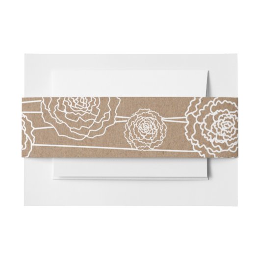 Rustic Kraft Brown Paper Flowers Wedding Uitnodigingen Wikkel (Voorkant Voorbeeld)