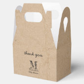 Rustic Kraft Brown Paper Kijk Monogram Baby shower Bedankdoosjes (Geopend)