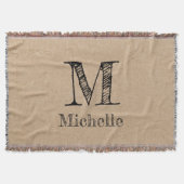 Rustic Kraft Brown Paper Kijk Monogram Deken (Voorkant)