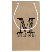 Rustic Kraft Brown Paper Kijk Monogram Klein Cadeauzakje (Achterkant)