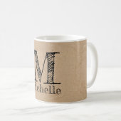 Rustic Kraft Brown Paper Kijk Monogram Koffiemok (Voorkant rechts)