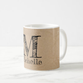 Rustic Kraft Brown Paper Kijk Monogram Koffiemok