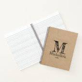 Rustic Kraft Brown Paper Kijk Monogram Notitieboek (Binnen)