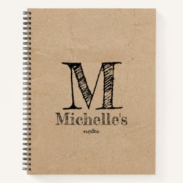 Rustic Kraft Brown Paper Kijk Monogram Notitieboek