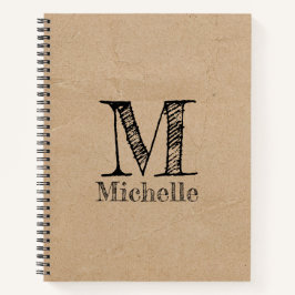 Rustic Kraft Brown Paper Kijk Monogram Notitieboek