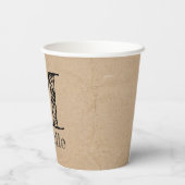 Rustic Kraft Brown Paper Kijk Monogram Papieren Bekers (Achterkant)