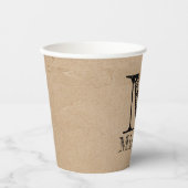 Rustic Kraft Brown Paper Kijk Monogram Papieren Bekers (Voorkant)