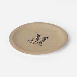 Rustic Kraft Brown Paper Kijk Monogram Papieren Bordje