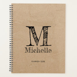 Rustic Kraft Brown Paper Kijk Monogram Planner