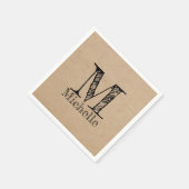 Rustic Kraft Brown Paper Kijk Monogram Servet (Hoek)