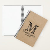 Rustic Kraft Brown Paper Kijk Monogram Sketchbook Notitieboek (Binnen)