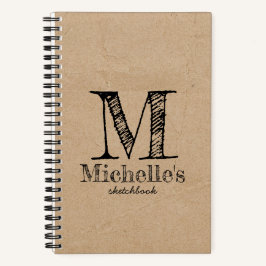 Rustic Kraft Brown Paper Kijk Monogram Sketchbook Notitieboek