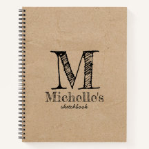 Rustic Kraft Brown Paper Kijk Monogram Sketchbook