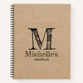Rustic Kraft Brown Paper Kijk Monogram Sketchbook Notitieboek
