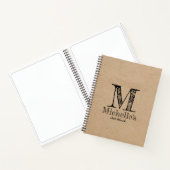 Rustic Kraft Brown Paper Kijk Monogram Sketchbook Notitieboek (Binnen)