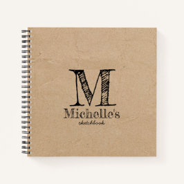 Rustic Kraft Brown Paper Kijk Monogram Sketchbook Notitieboek