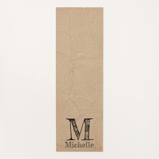 Rustic Kraft Brown Paper Kijk Monogram Yogamat (Voorkant)