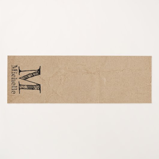 Rustic Kraft Brown Paper Kijk Monogram Yogamat (Voorkant (horizontaal))