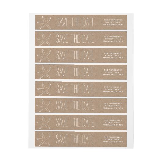 Rustic Kraft Brown paper Starfish Save the Date (Vel)