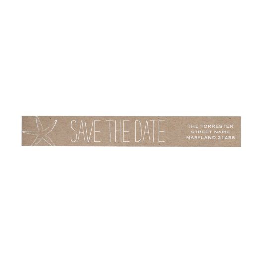 Rustic Kraft Brown paper Starfish Save the Date (Individueel)