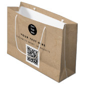 Rustic Kraft Brown QR Code Business Logo Groot Cadeauzakje (Voorkant Gekanteld)