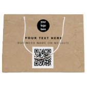 Rustic Kraft Bruine QR Code Zakelijk Logo Groot Cadeauzakje (Voorkant)