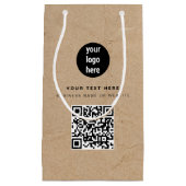 Rustic Kraft Bruine QR-code Zakelijk Logo Klein Cadeauzakje (Voorkant)