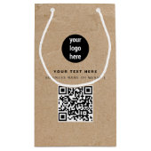 Rustic Kraft Bruine QR Code Zakelijke Logo  Klein Cadeauzakje (Achterkant)