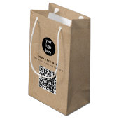 Rustic Kraft Bruine QR Code Zakelijke Logo  Klein Cadeauzakje (Achterkant Gekanteld)