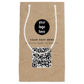 Rustic Kraft Bruine QR Code Zakelijke Logo  Klein Cadeauzakje (Voorkant)