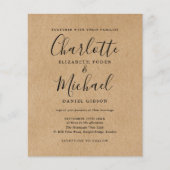 Rustic Kraft Budget Script Weddenschap (Voorkant)