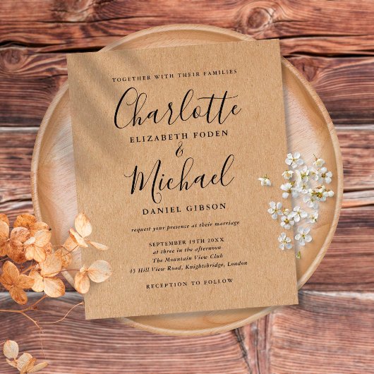 Rustic Kraft Budget Script Weddenschap