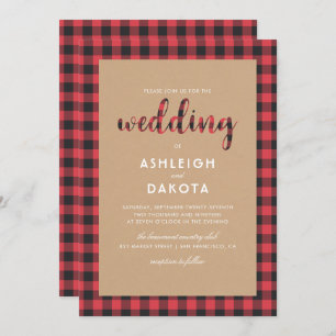 Rustic Kraft & Buffalo Pset Script Weddenschap Kaart