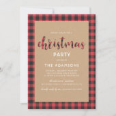 Rustic Kraft Buffalo speelde script kerstfeest Kaart (Voorkant)