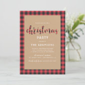 Rustic Kraft Buffalo speelde script kerstfeest Kaart (Staand voorkant)