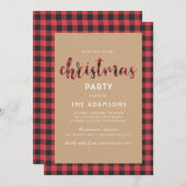 Rustic Kraft Buffalo speelde script kerstfeest Kaart (Voorkant / Achterkant)
