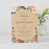Rustic Kraft Burgundy Blush Floral Vrijgezellenfee Kaart (Staand voorkant)