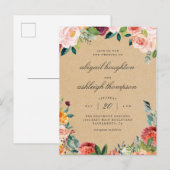 Rustic Kraft Burgundy Blush Pink Floral Wedding Uitnodiging Briefkaart (Voorkant / Achterkant)
