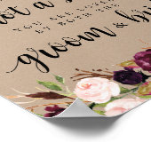 Rustic Kraft Burgundy Floral Ceremony Pick a seat Poster (Hoek)