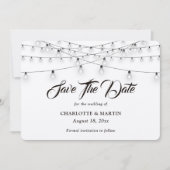 Rustic Kraft Burlap Hearts String Lights Wedding Save The Date (Voorkant)