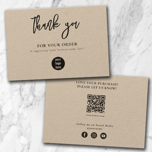 Rustic Kraft Business Hartelijk dank voor de socia Bedankkaart