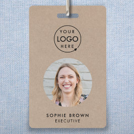 Rustic Kraft Business-id | Minimale QR voor werkne Badge