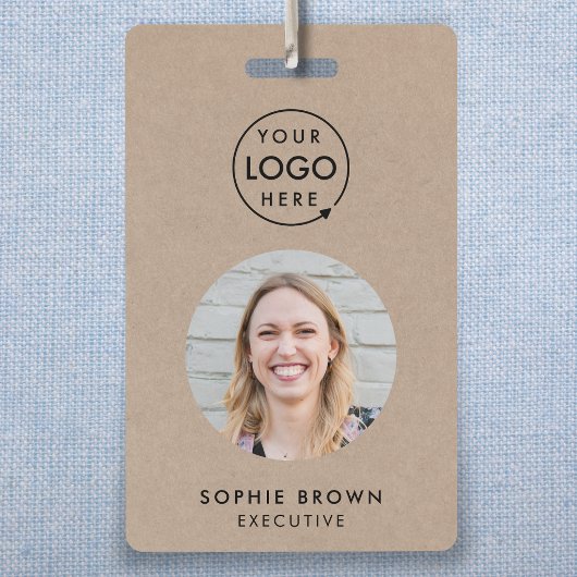 Rustic Kraft Business-id | Minimale QR voor werkne Badge