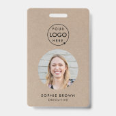 Rustic Kraft Business-id | Minimale QR voor werkne Badge (Front)