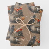 Rustic Kraft Busy Squirrels kraken Holiday Nuts Inpakpapier Vel (In situ)