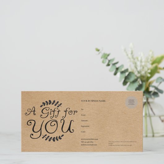 Rustic Kraft-cadeaubon (Staand voorkant)