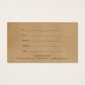 Rustic Kraft-cadeaubon Visitekaartje (Achterkant)