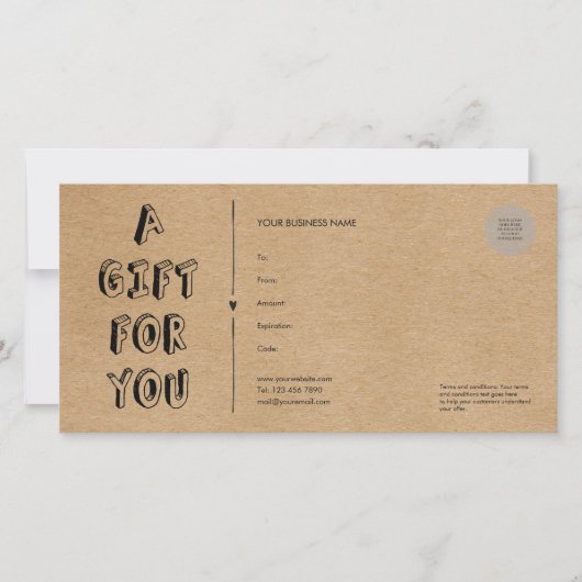 Rustic Kraft Cadeaubon Voor Jou (Voorkant)