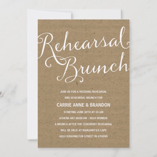Rustic Kraft | Calligrafie-repetitie Brunch Kaart (Voorkant)