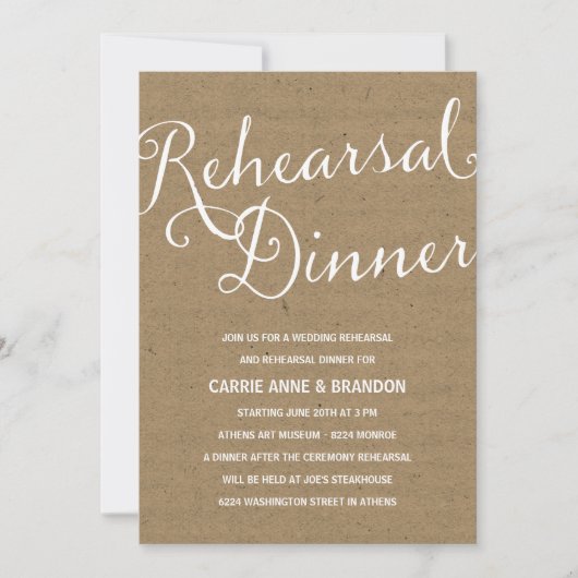 Rustic Kraft | Calligrafie-repetitie: diner Kaart (Voorkant)